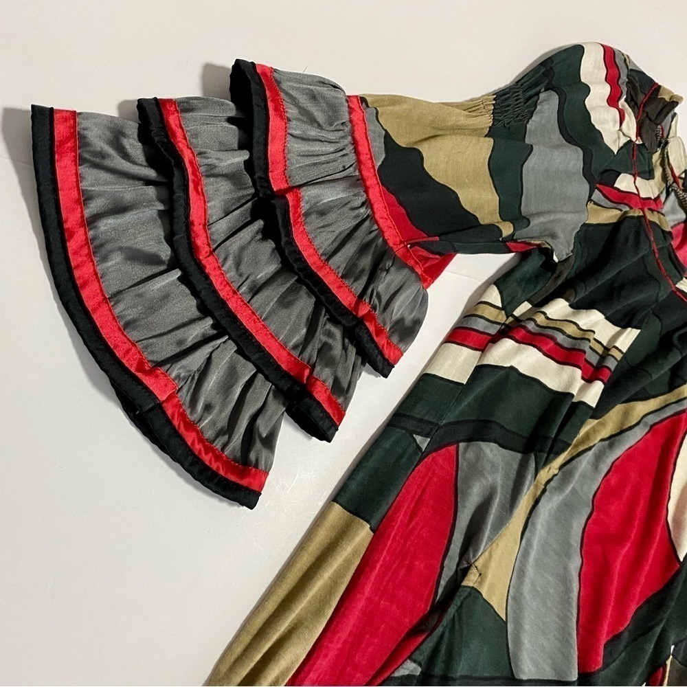 Multicolor Abstract Patchwork Shift Dress Small G… - image 5